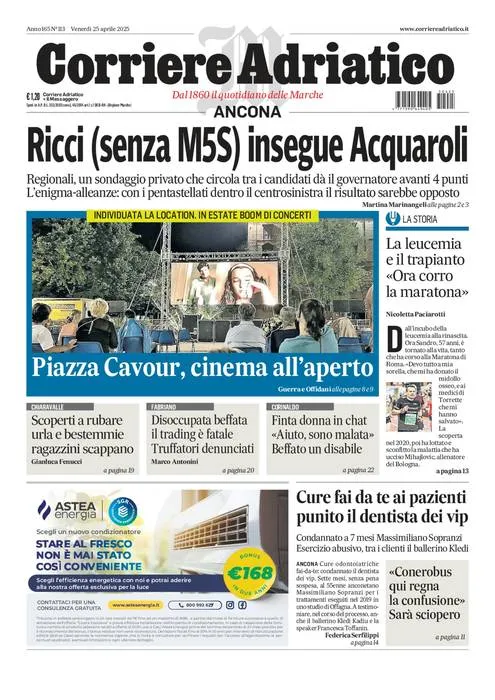 Prima-pagina-corriere adriatico-edizione-di-oggi-25-04-2025